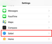 iPhone settings screen